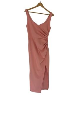 Rose Draped Midi Dress with Side Twist